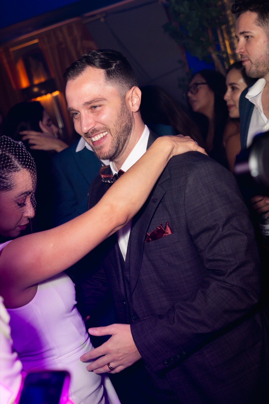 The couple shares their first dance